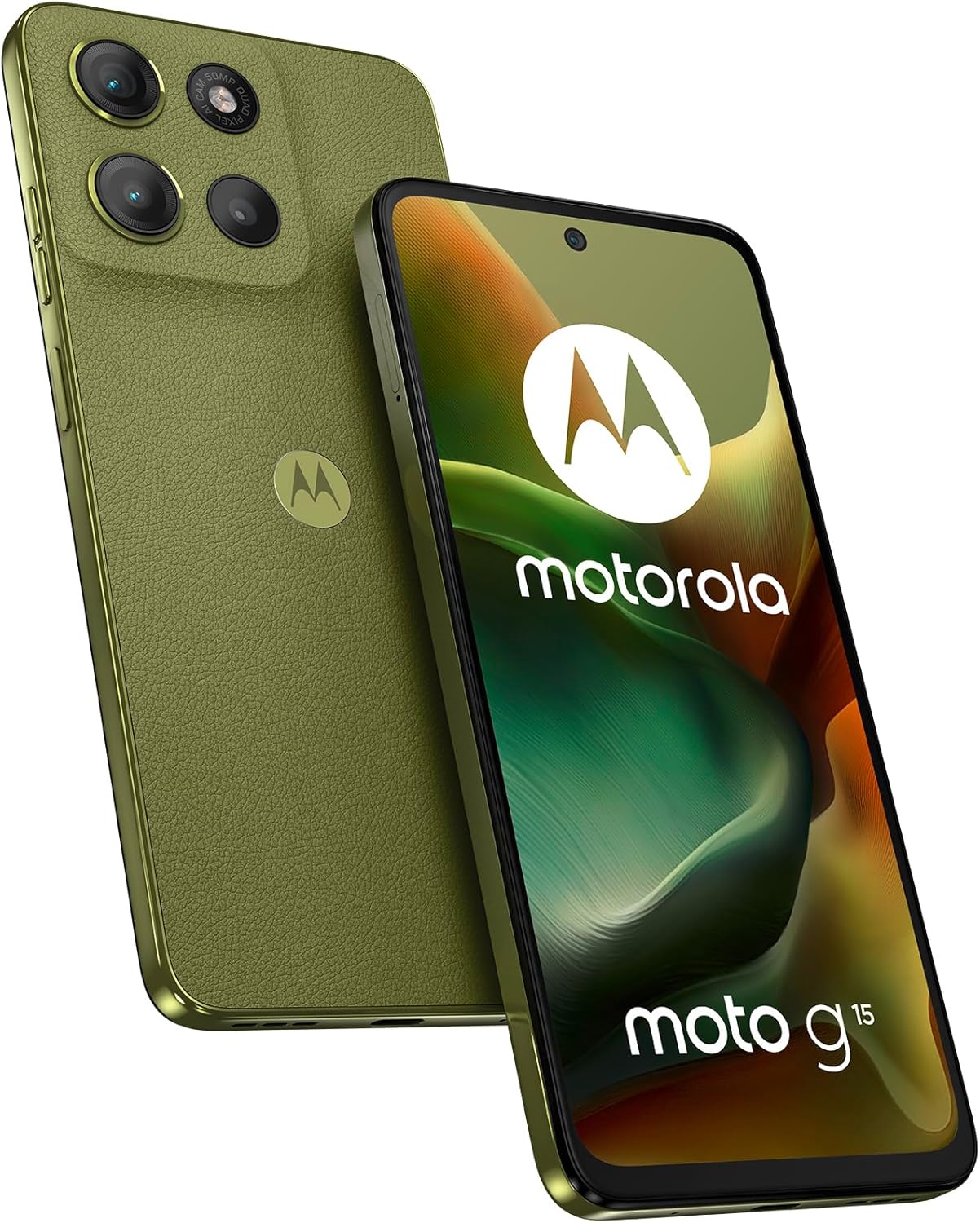Motorola Moto G15 (8/256GB, Dual Camera 50+5MP + Flicker Sensor, 6.72 Inch FHD+ 60Hz Display, 5100mAh Battery, MediaTek Helio G81, Android 15), Iguana Green