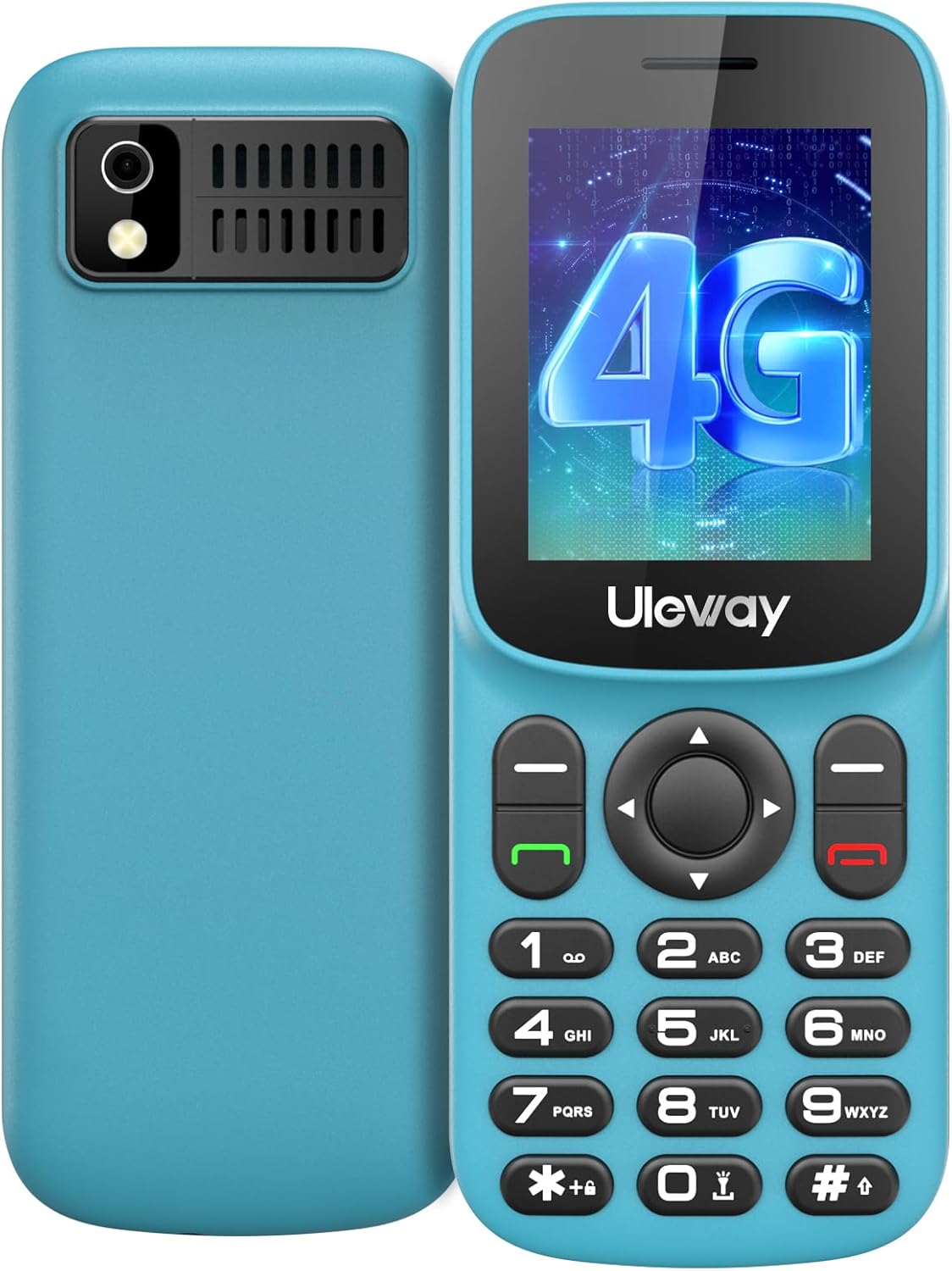 USHINING 4G SIM Free Mobile Phone with Dual Nano SIM Slot, 1.8 Inch LCD Screen, Bluetooth, 1000mAh Battery, FM Radio, Basic Cell Phone with Torch, Mobile Pay As You Go (Green)