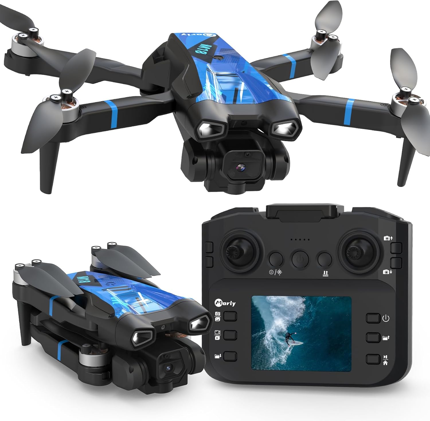 M18LCD Mini Drone with 4K Camera Drone with Remote Control LCD 3D Flip Design Foldable Remote Control Rechargeable 3 Speed RC Quadcopter for Beginners