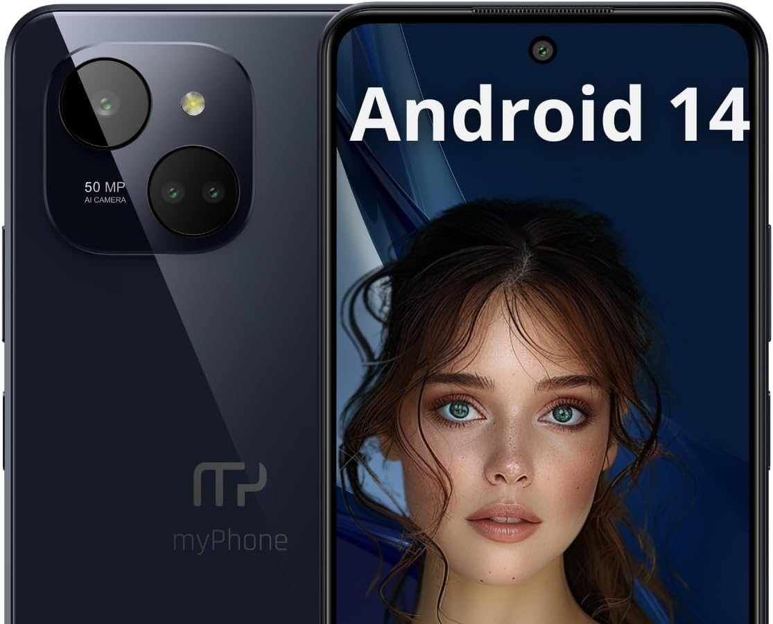 myPhone Slim and Stylish Limited Smartphone NFC Function without Contract N23 Plus 5G Night Blue, 5000mAh Battery 50mpx Camera, FHD+ Display 256GB, Up to 16GB RAM Android 14, 6’78 Inch