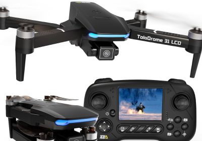 TD31LCD Drone con Schermo LCD, Trasmissione Digitale delle Immagini, Drone con Fotocamera, Motore Brushless, Droni per Principianti, Quadricottero RC Pieghevole per Adulti