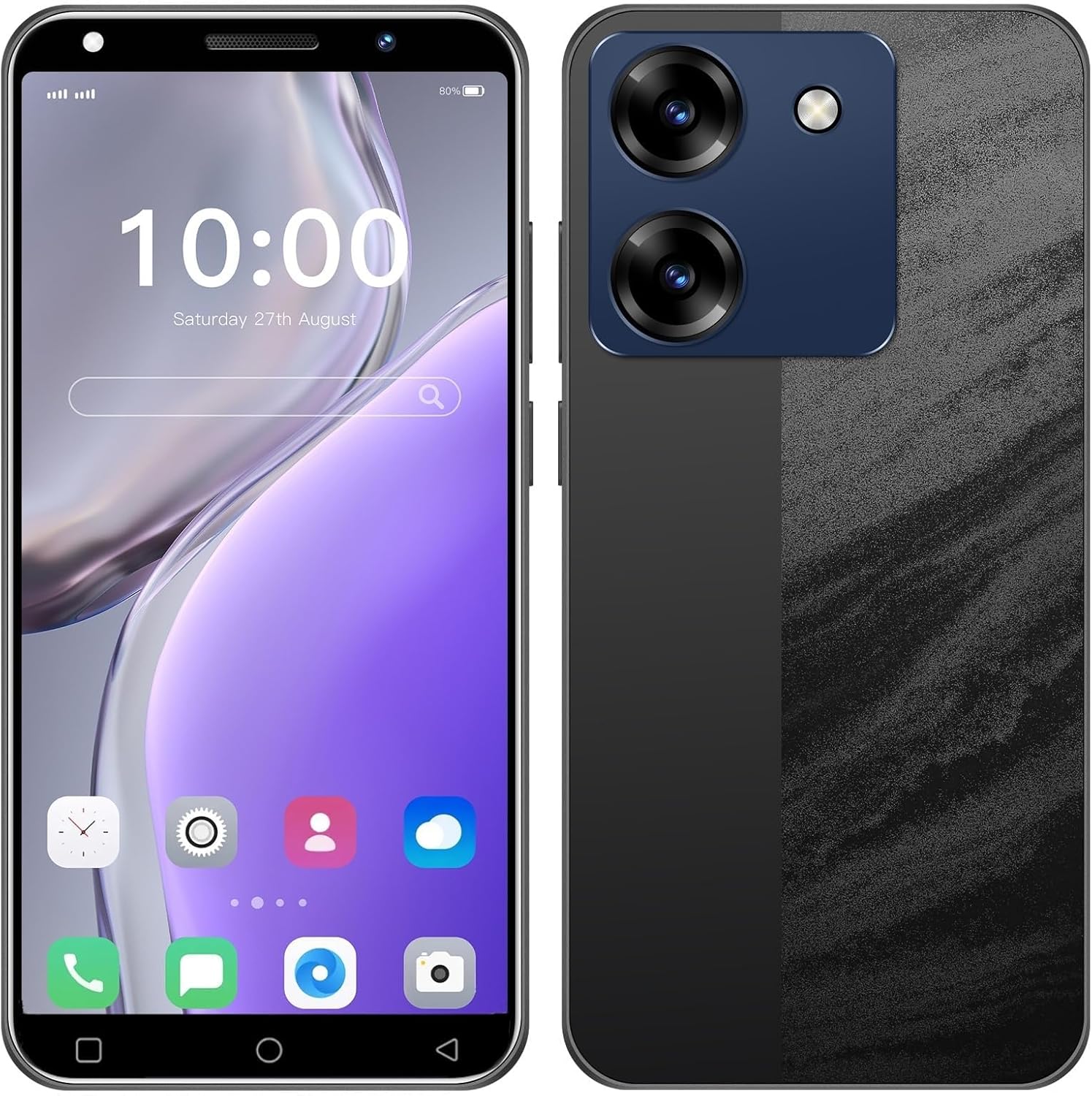 Cheap 4G Mobile Phone, 5.0 inch HD Display, 16GB ROM (Expandable to 128GB), 3500mAh Battery, Dual SIM, Dual Camera, Face ID Unlock, Android Smartphone