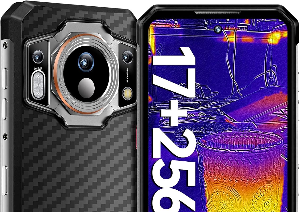OUKITEL WP21 Ultra Rugged Smartphone, 256 x 192 Resolution Thermal Camera Indestructible Telephone, 64MP Camera, 17GB+256GB, 120Hz 9800mAh Rugged Phone 6.78″ FHD+, Android 12 IP68/NFC/GPS