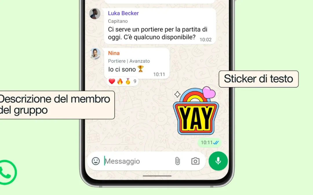 Gruppi Whatsapp, arrivano gli sticker con testo e le descrizioni