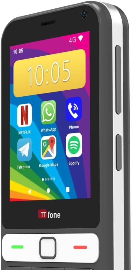 TTfone TT280 – 4G Dual SIM Simple Finger Phone with 2.8″ Android Touch Screen, Keyboard, 2MP Camera, USB-C – Mobile Unlocked Easy to Use (with USB Cable)