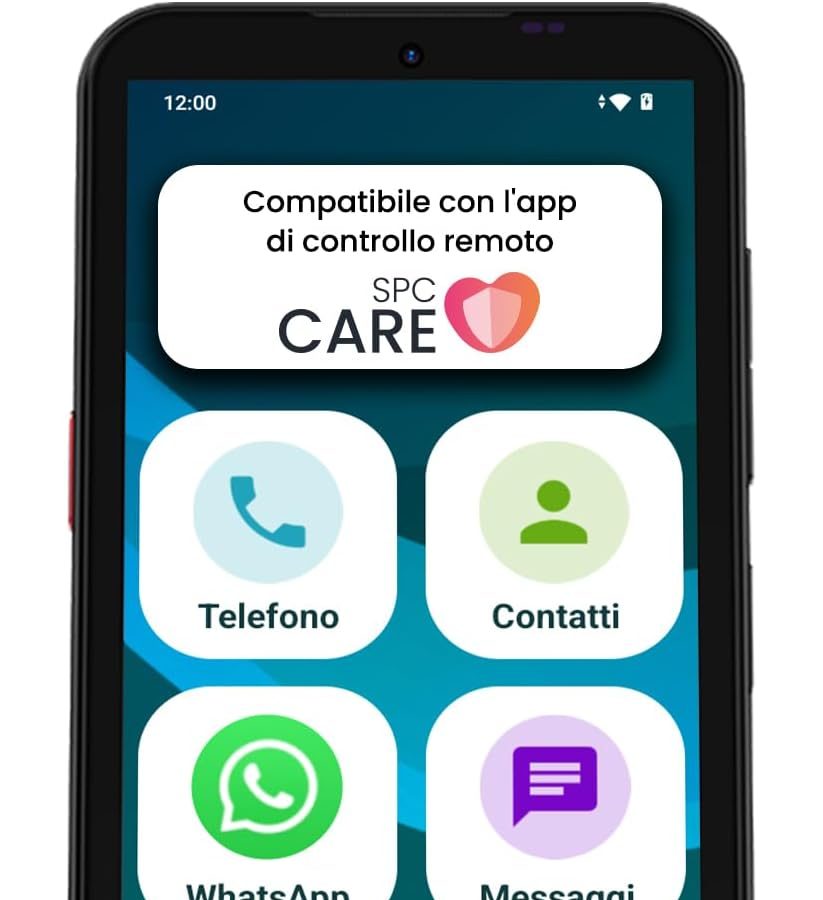 SPC Zeus 2 + Case | Elderly Smartphone Compatible with App Management and Remote Location | Easy Mode, Physical Buttons, XXL Icons | 5 Inch, Dual Cam, 64 GB | Charging Base, SOS Button