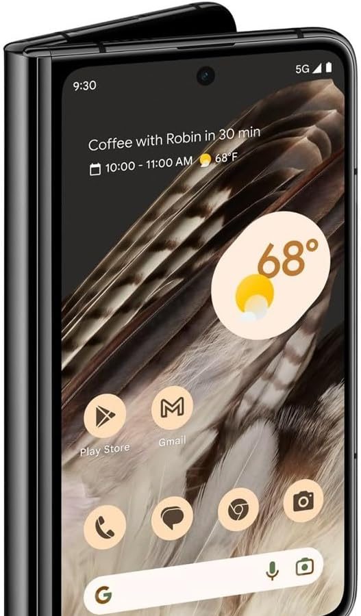 Google Pixel Fold 5G 256GB + 12GB Factory Unlocked RAM, Dual SIM (Nano-SIM + eSIM), Foldable Android Smartphone Display (Obsidian) (Refurbished)