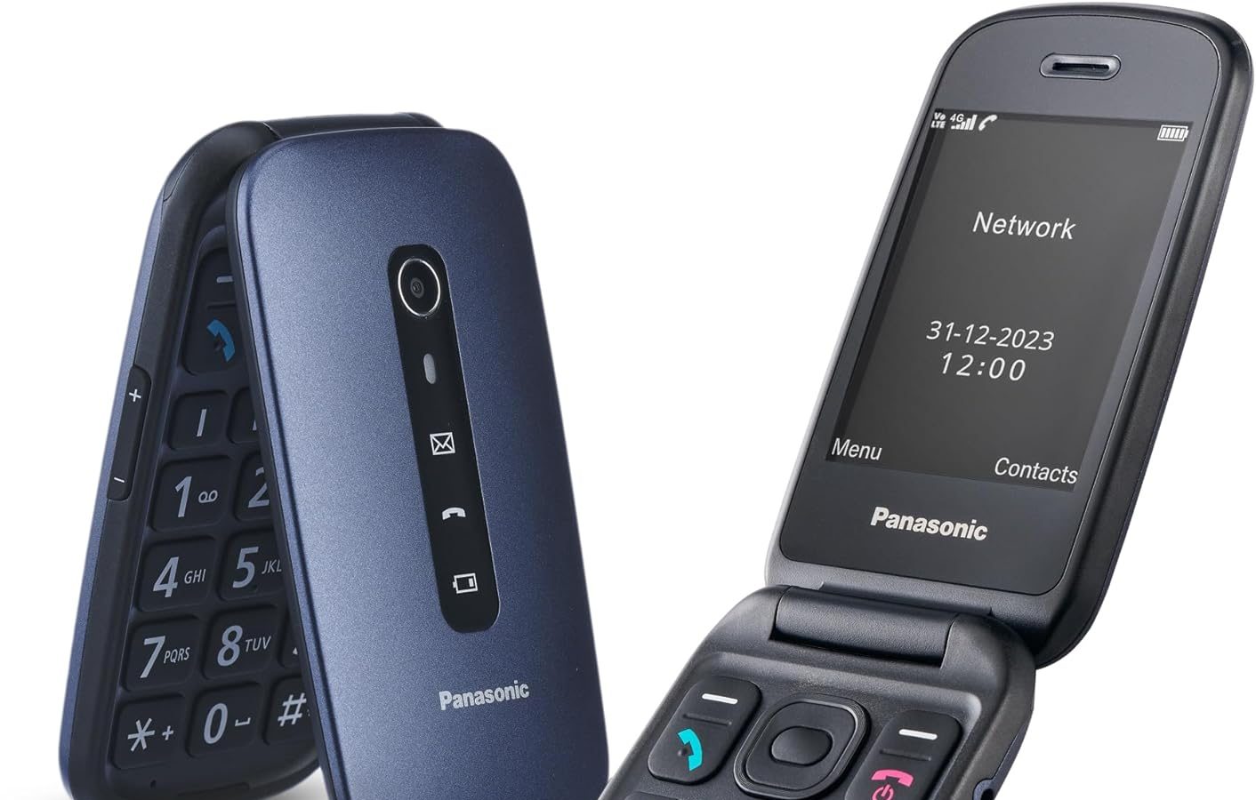 Panasonic KX‑TU550EXC, Cellulare 4G per Anziani, Fotocamera 1,2 MP, telefono per anziani, Display 2,8″, caratteri grandi, facile da usare, Standby fino a 290 ore, Blu