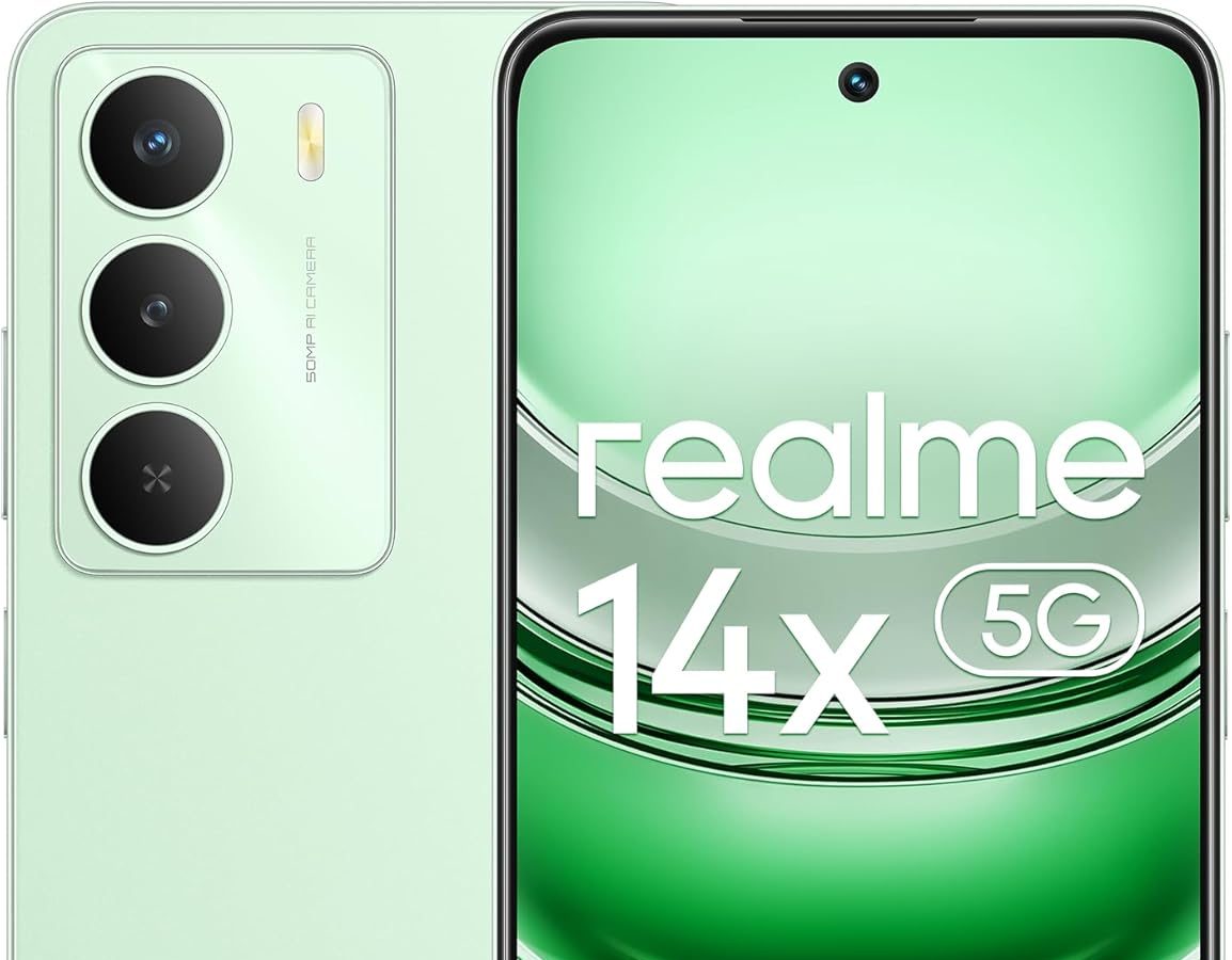 realme 14x 5G 8GB(+10GB)/256GB Smartphone 6.67″ 120Hz Resistencia Military 810H Android 14 Green