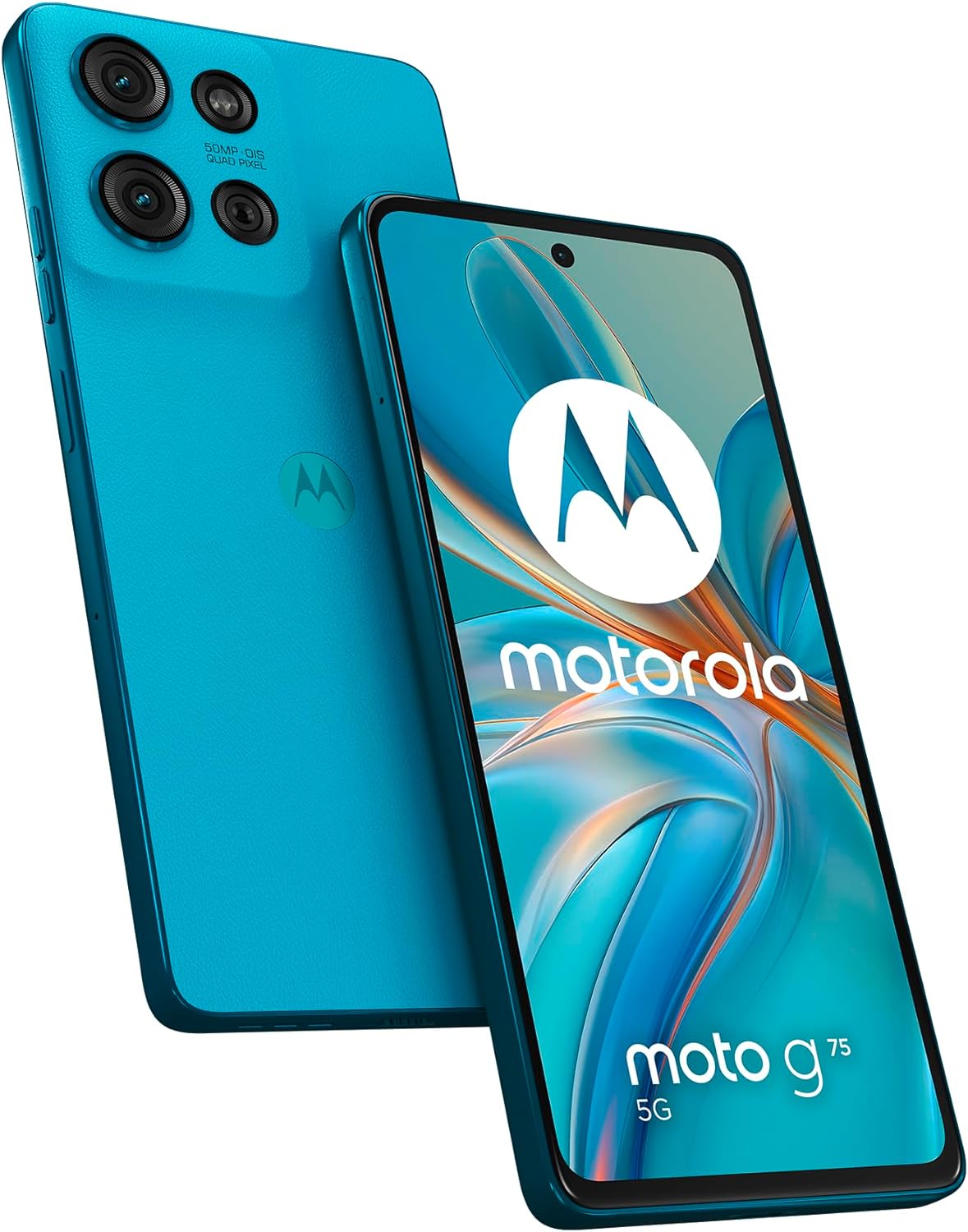 Moto G75 5G (8/256GB, 6.78″ FHD+ 120Hz Display, 50MP+8MP+Flicker Sensor, Qualcomm Snapdragon 6 Gen 3, Selfie 16MP, 5000mAh, Fast Charge 30W, Android 14), Aqua Blue