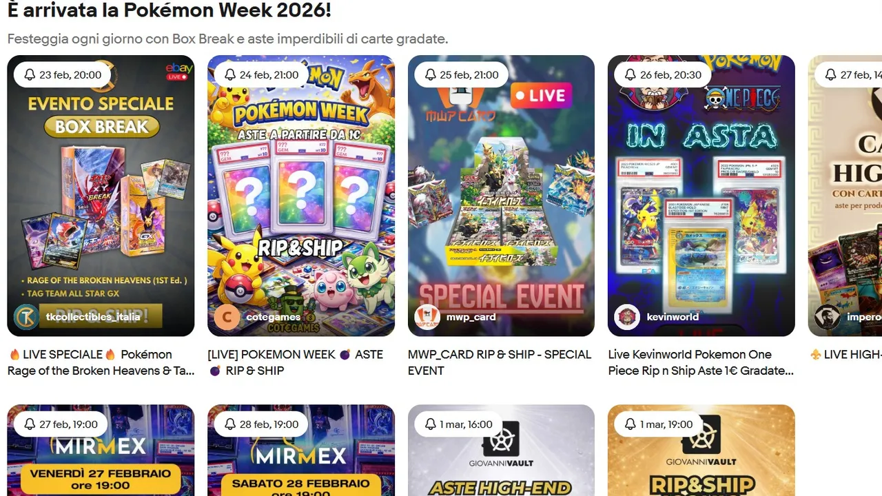 Pokémon Day 2026: tutti gli appuntamenti della settimana su eBay Live