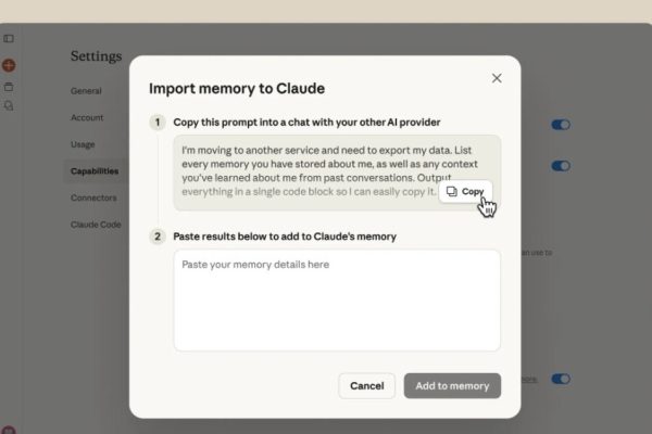 L’IA di Anthropic ora può importare la memoria anche dal rivale ChatGpt – Software e App