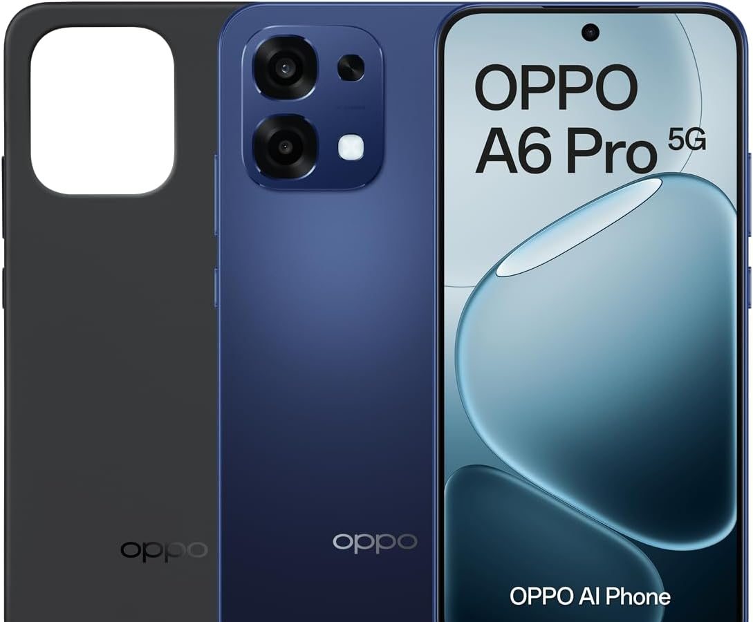OPPO A6 Pro 5G – Unlocked Smartphone with AI, 8 GB RAM+256 GB, 6500 mAh Battery, 80 W Fast Charge, 120 Hz AMOLED Screen, IP69, 50 MP AI Camera, Dual SIM, Spanish Version – Blue