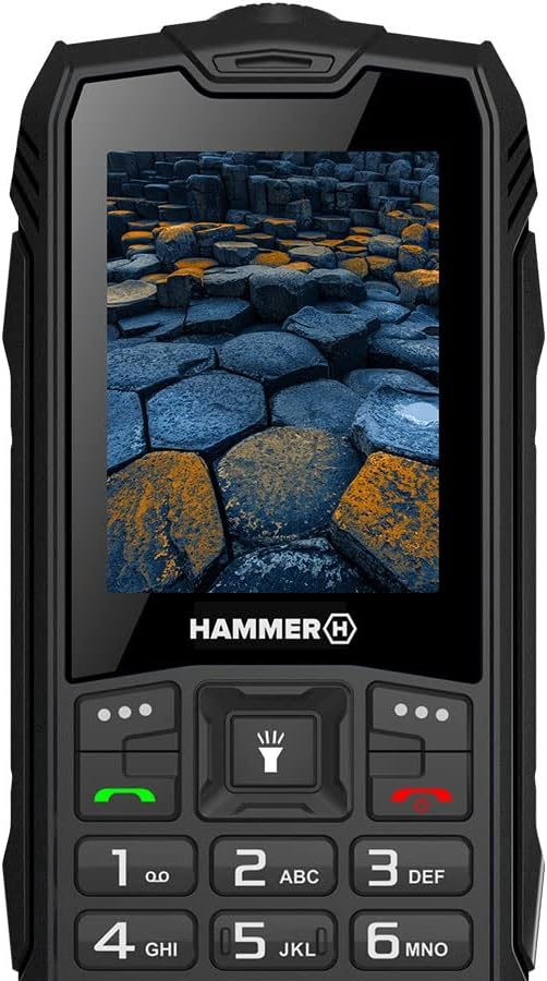 Hammer H Basalt 2.4 Inch Rugged Mobile Phone IP68 IK05 Dual Free SIM 2000 mAh Outdoor Mobile Phone without Contract, 2.8 Inch Colour Display, Rugged, Mega Battery 1800 mAh, Waterproof (IP68), Black