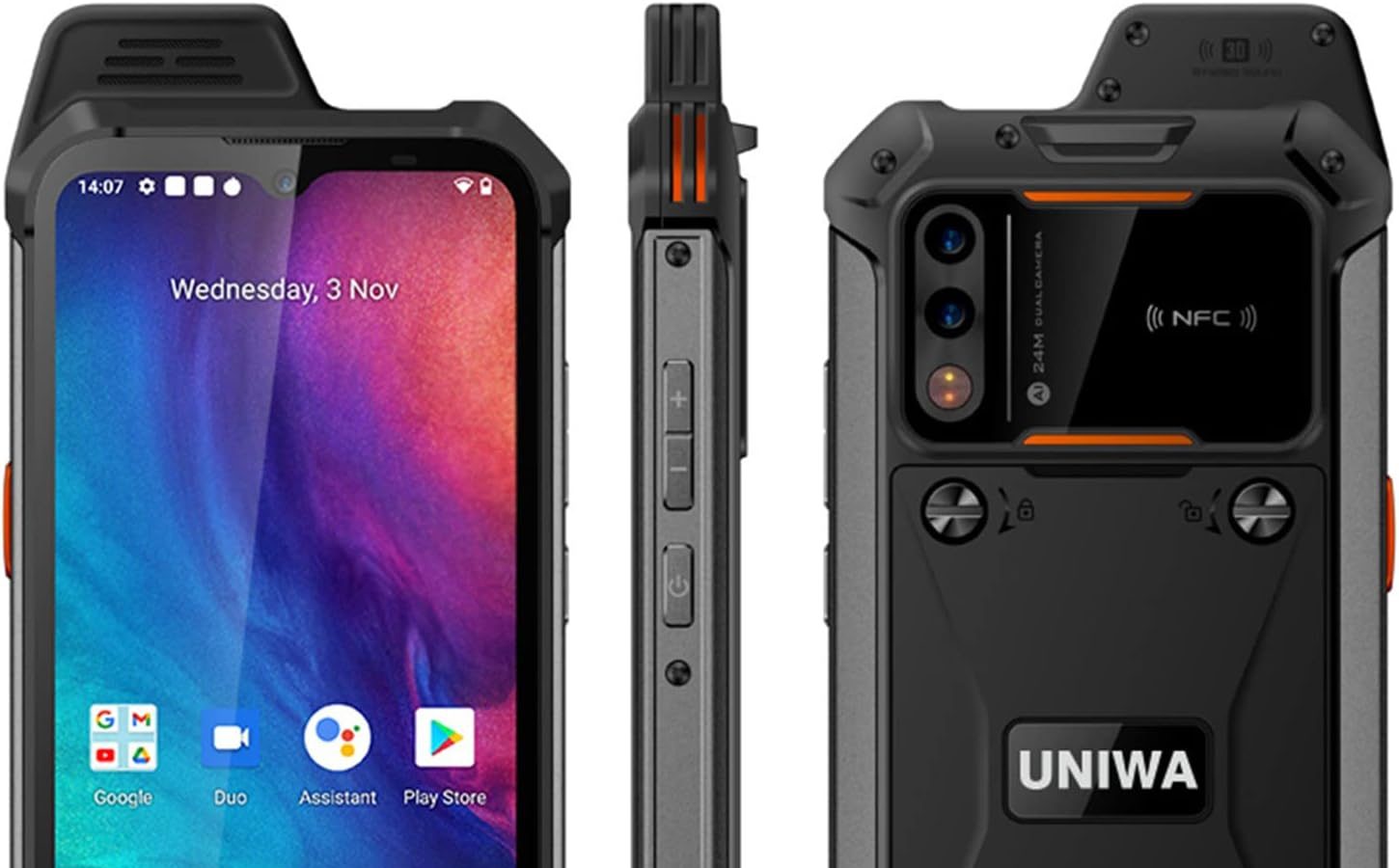 UNIWA W888 Zello Walkie Talkie 6.3 Inch Touch Screen Octa Core Processor 4GB RAM 64GB ROM Removable 5000mAh Global Version 4G Android 11 NFC Smartphone (Orange)