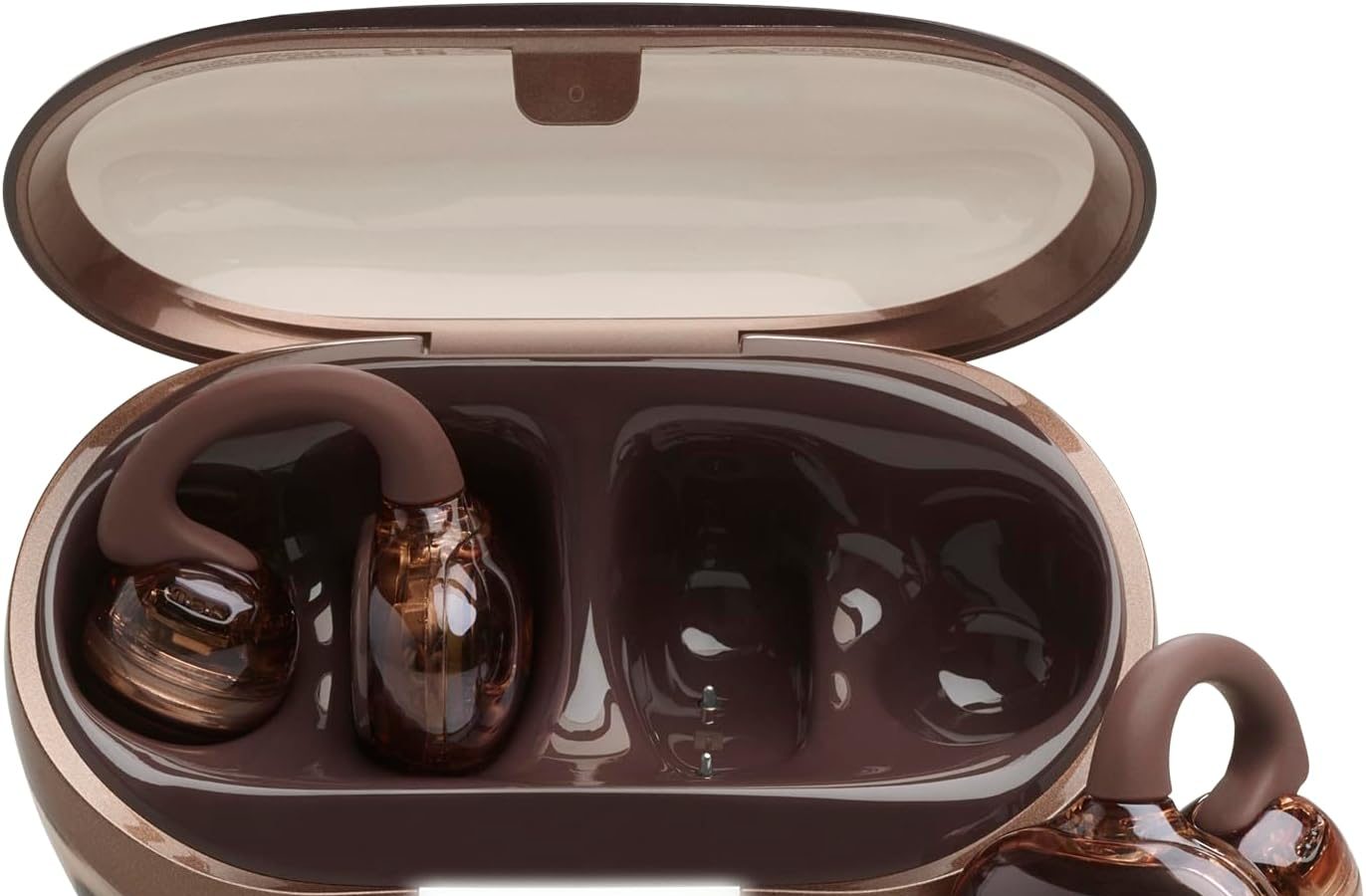 JBL Soundgear Clips Cuffie Open-Ear True Wireless, SonicArc Design, fino a 32 Ore di Autonomia, 4 Microfoni Beamforming, Resistenti ad Acqua e Polvere IP54, Tecnologia JBL OpenSound, Ghost Copper