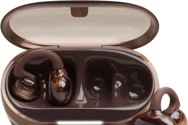JBL Soundgear Clips Cuffie Open-Ear True Wireless, SonicArc Design, fino a 32 Ore di Autonomia, 4 Microfoni Beamforming, Resistenti ad Acqua e Polvere IP54, Tecnologia JBL OpenSound, Ghost Copper