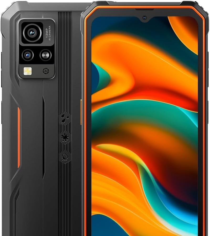 Blackview Rugged BV4800, 6GB+64GB(Extension 1TB), 6.56 inch HD+ 120Hz, ArcSoft® 13MP+5MP, Android 13 Dual SIM Waterproof Smartphone Mobile Phone Rugged IP68, Fingerprint, NFC Orange
