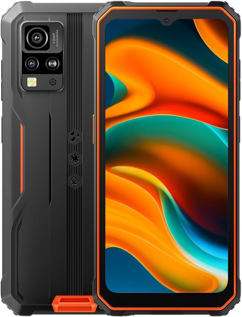 Blackview Rugged BV4800, 6GB+64GB(Extension 1TB), 6.56 inch HD+ 120Hz, ArcSoft® 13MP+5MP, Android 13 Dual SIM Waterproof Smartphone Mobile Phone Rugged IP68, Fingerprint, NFC Orange