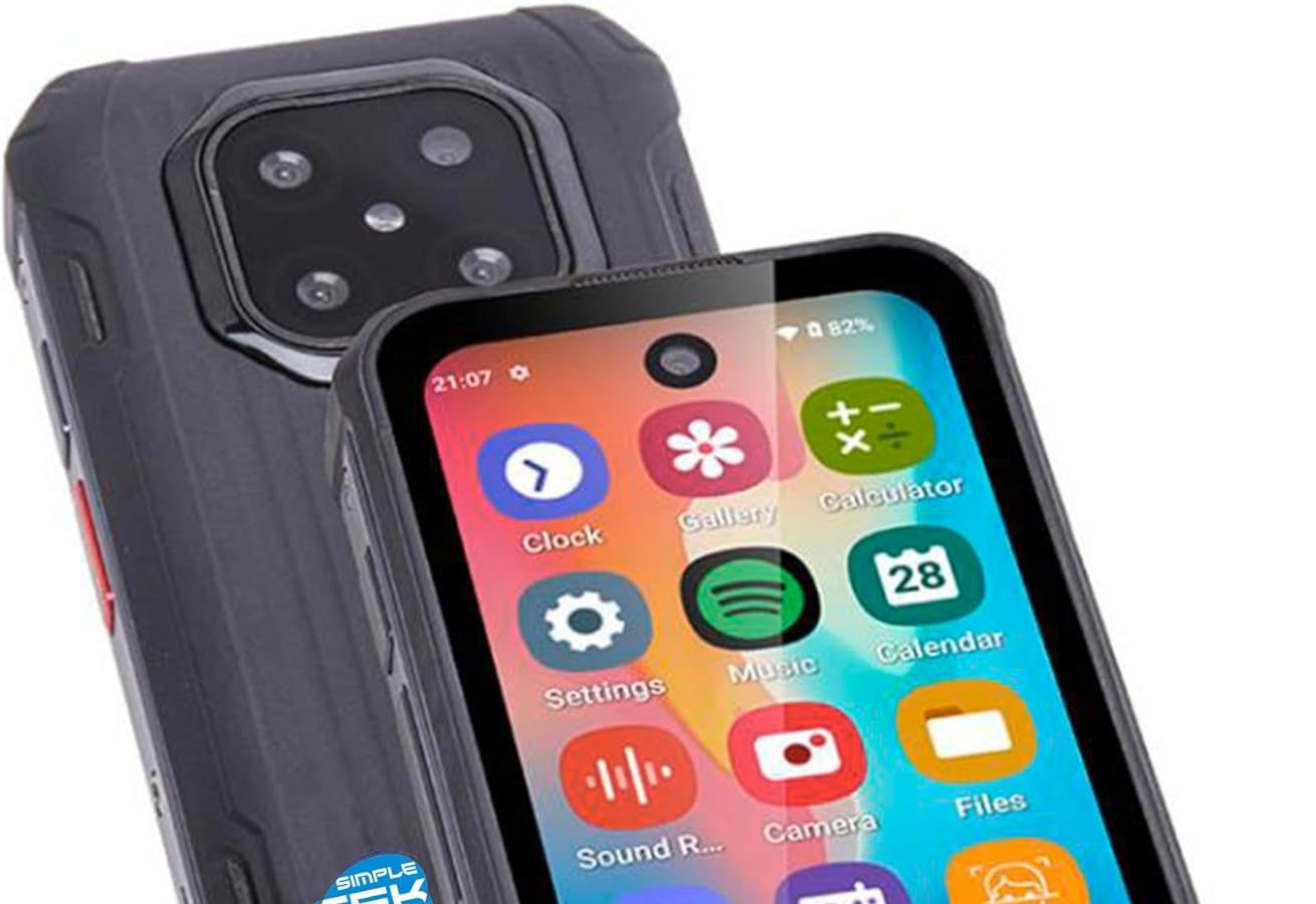 SIMPLETEK – Rugged Mini Smartphone 3.88 Inch, 4G LTE – Android 12, 6GB RAM / 128GB ROM, Dual SIM, Ideal for the Elderly and Children