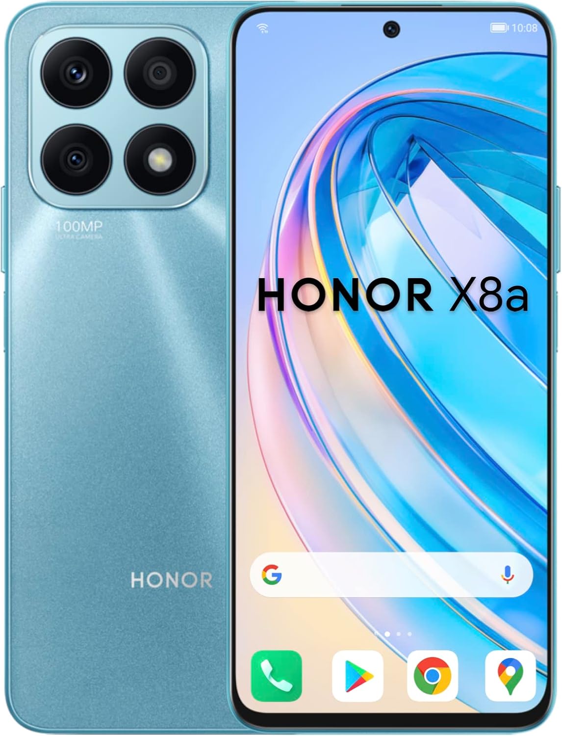 HONOR X8a Smartphone, Triple Camera 100MP, FullView Display, 6.7 Inch at 90Hz, 6GB + 128GB, Android 12, Dual SIM, Lake Cyan