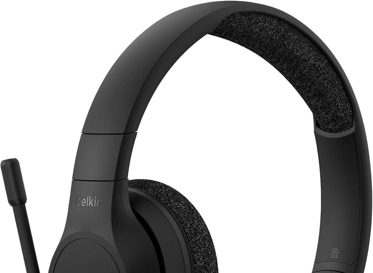 Belkin SoundForm Adapt Headphones with Microphone, Multipoint Technology, ENC, Bluetooth, Wired, ENC, 65 Hours Playtime, Wireless Headphones for Work, Office, PC, Computer, Laptop, Tablet, Mobile Phone