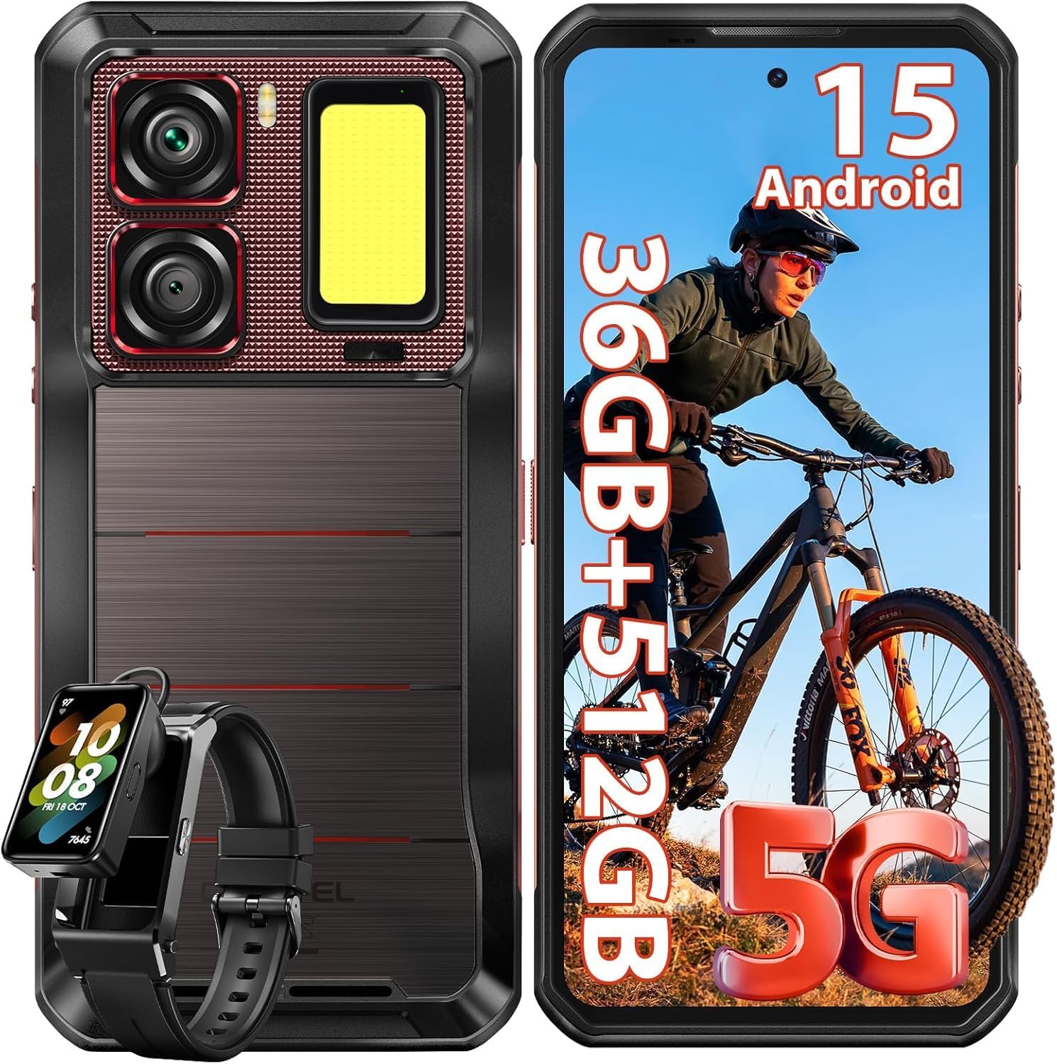 OUKITEL WP300 Rugged Smartphone 5G, Android 15, 16000mAh Battery, 36GB+512GB, 108MP Camera, 6.8″ 120Hz Display, Dual SIM Shockproof