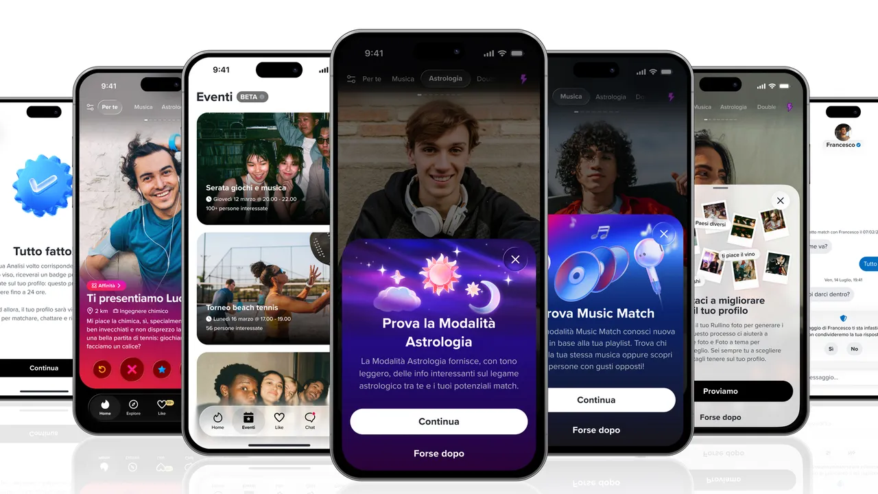 Tinder cambia tutto con AI, controllo facciale, speed date in video ed eventi dal vivo