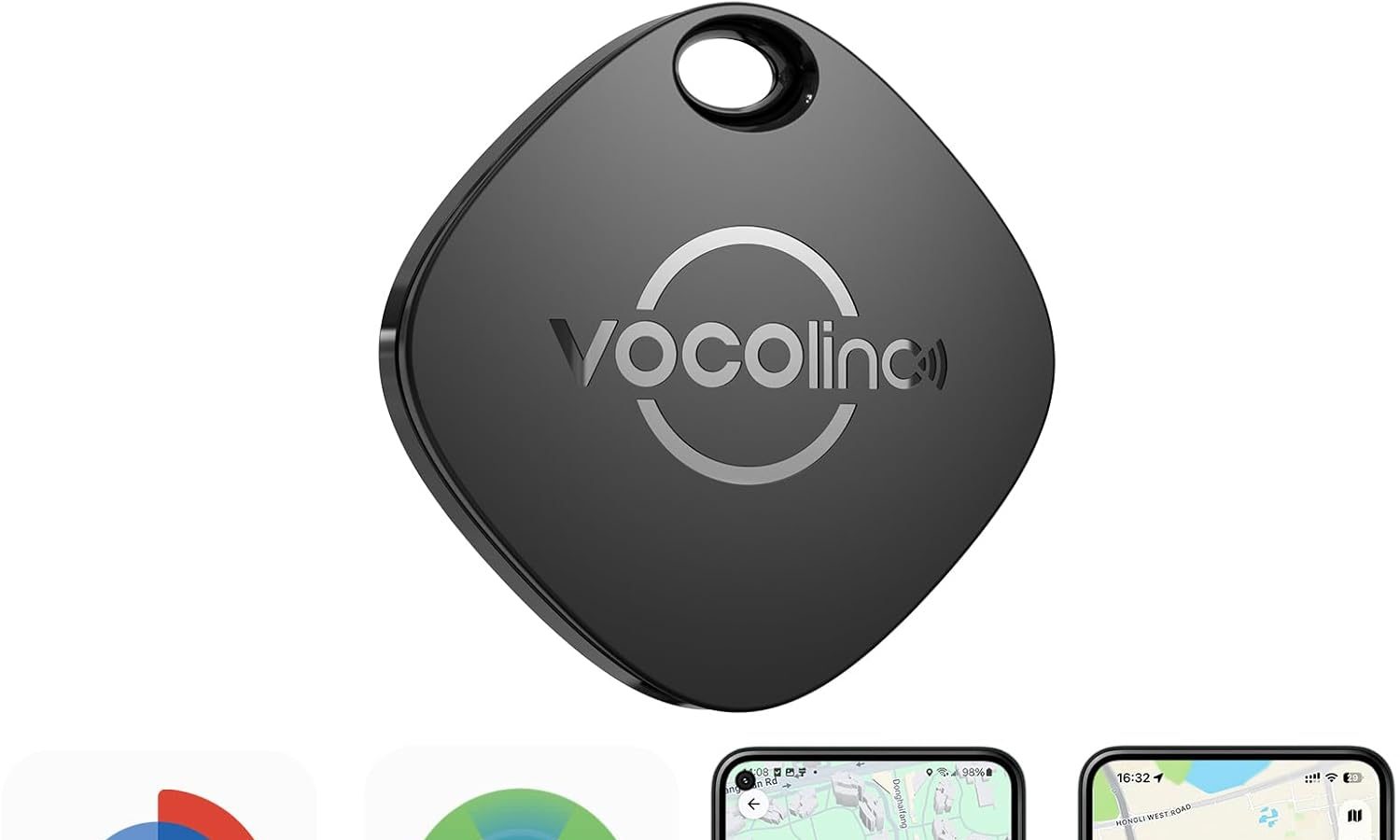 VOCOlinc Smart Tag Compatible with Android Google Functions Find or iOS Apple Where is App, Bluetooth Object Locator for Keys/Wallet/Luggage/Backpack Bag, 1 Piece, Black