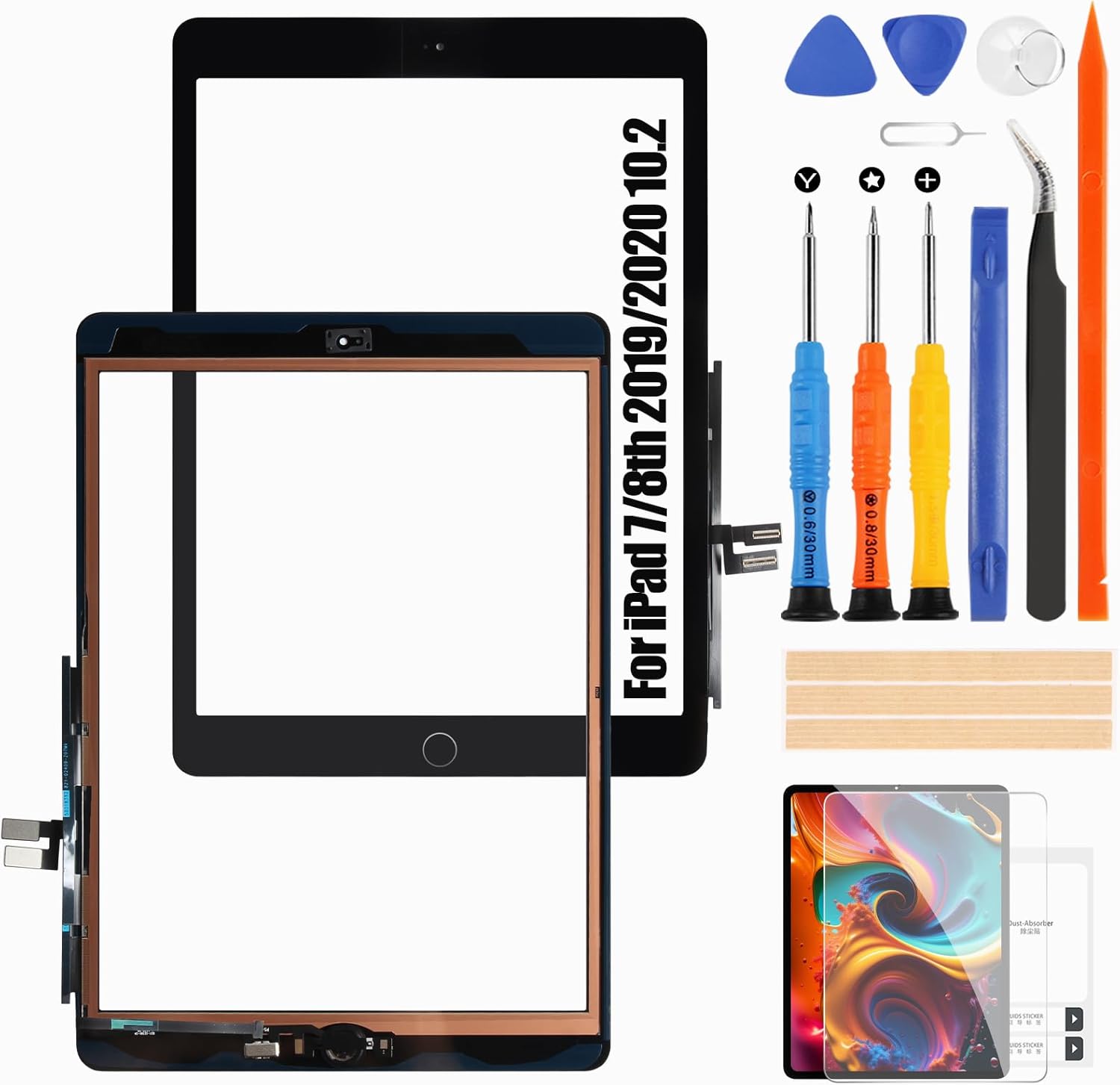 Reparo Touchscreen for iPad 7/8 Touch Screen for iPad 7th 2019/8th 2020 Touch Screen Digitizer Replacement Screen A2197 A2198 A2200 A2270 A2428 A2429 A2430 (Black with Home Button)