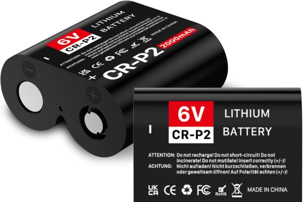 Batteria CR-P2 da 2000 mAh, 6 V, per fotocamere, torce a LED e molto altro ancora (1 pacco), 2025, nuova nuova nuova rielaborata, batteria al litio ultra alta capacità (CR-P2, 2 pezzi, A)