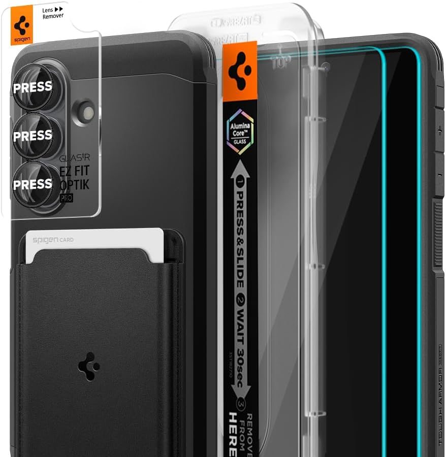 Spigen Tough Pack – Tough Armor MagFit Case & Tempered Glass Screen / Camera for Samsung Galaxy S26, MagFit Wallet