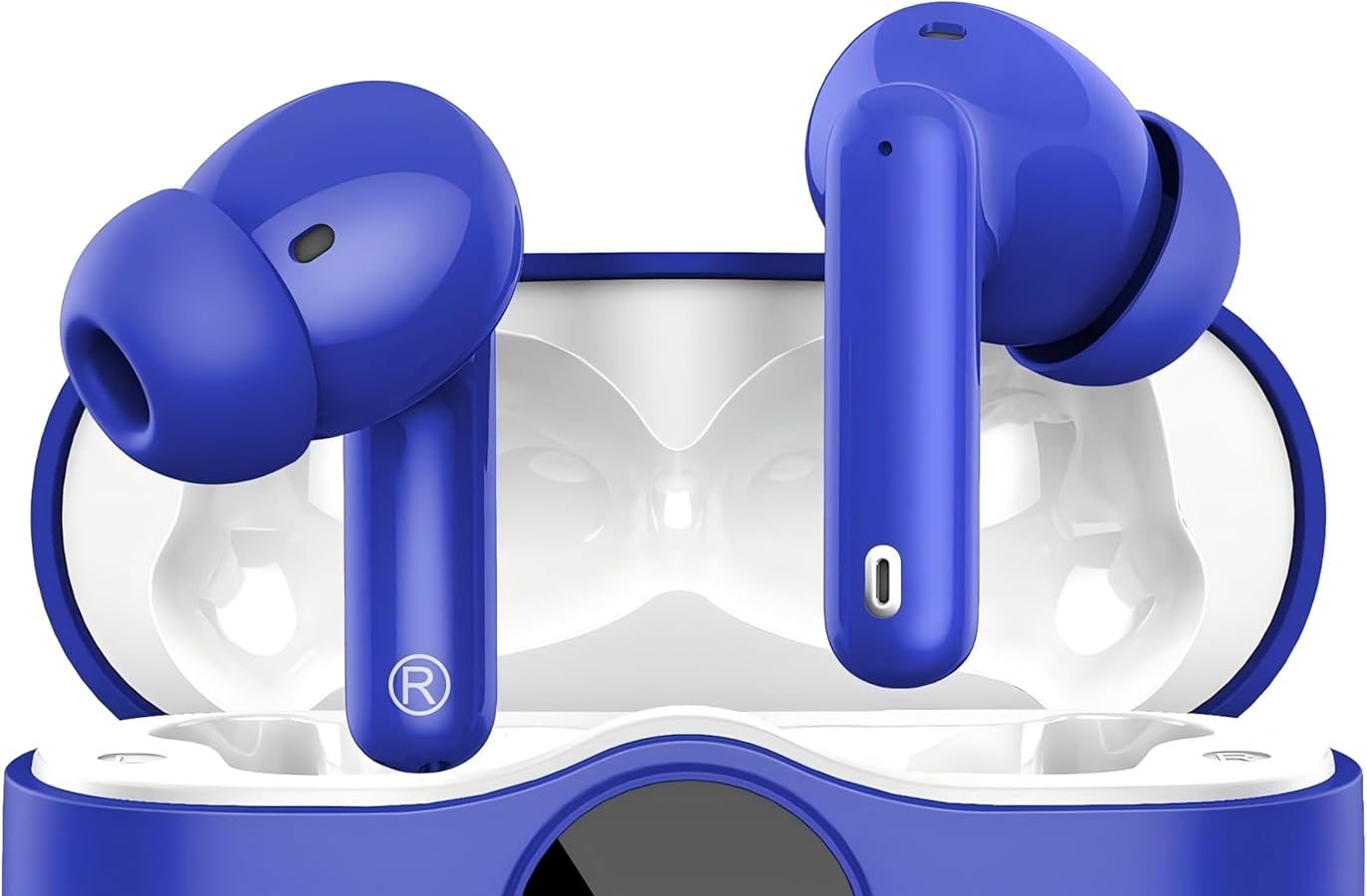 Btootos Bluetooth Headphones, Bluetooth 5.4 Earphones with 4 Mic, Wireless In Ear HiFi Stereo Headphones, Bluetooth Headphones 36 Hours LED Display, Wireless Headphones IP7 Waterproof, USB-C, Touch Control, Blue
