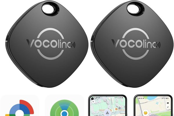 VOCOlinc Smart Tag Tracker Compatible with Android Google Functions Find or iOS Apple Where’s App, Bluetooth Locator for Keys/Wallet/Luggage/Backpack Bag, 2 Pieces Black