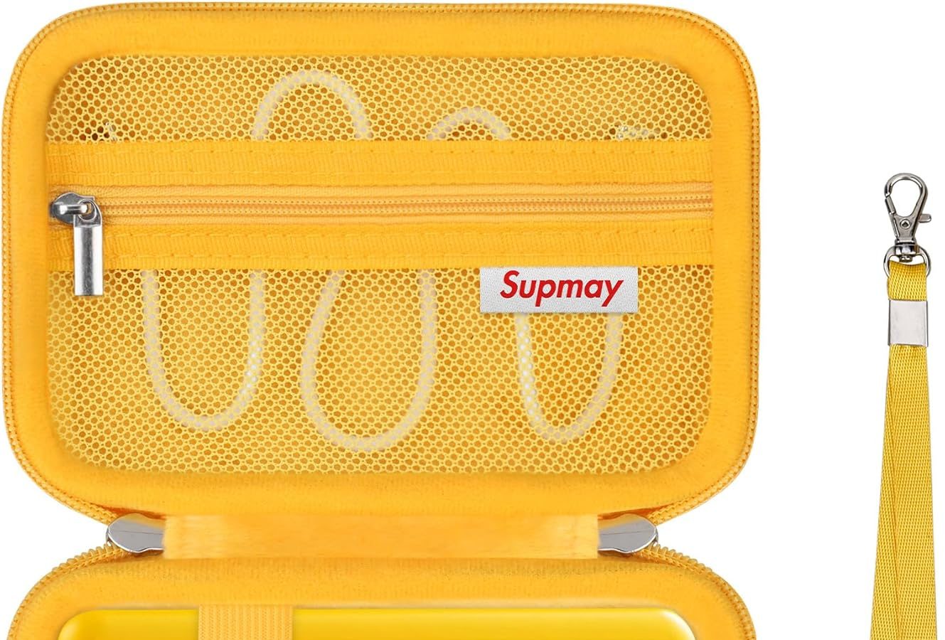 Hard Case for KODAK Mini 2 Retro 4PASS Portable Photo Printer, Travel Instant Printer Stand with Zipper Mesh Pocket for USB Cable and Other Accessories, Yellow