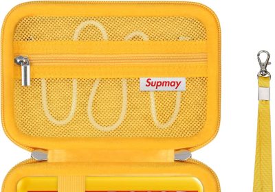 Hard Case for KODAK Mini 2 Retro 4PASS Portable Photo Printer, Travel Instant Printer Stand with Zipper Mesh Pocket for USB Cable and Other Accessories, Yellow