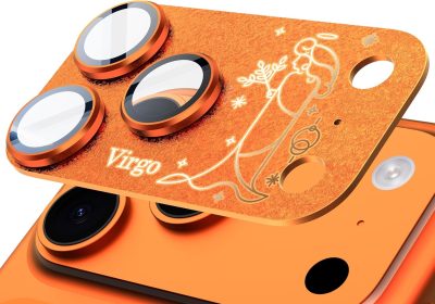 Vetro Protettivo Fotocamera per iPhone 17 Pro – Design Zodiaco Vergine, Copertura Totale AR 360°, Anti-Graffio e Anti-Urto, Trasparenza HD, Installazione Facile, Arancione