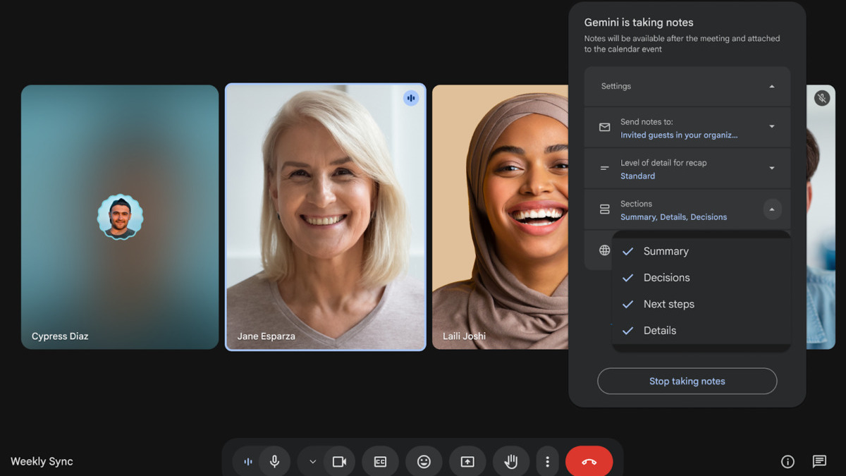 Google Meet permette ora di personalizzare le note delle riunioni