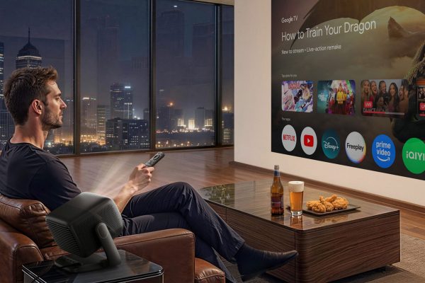 Proiettore Google TV super luminoso: facile da installare senza stress!