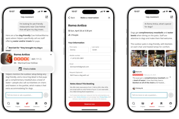L’assistente AI aggiornato di Yelp: risposte immediate e prenotazioni in un’unica conversazione!