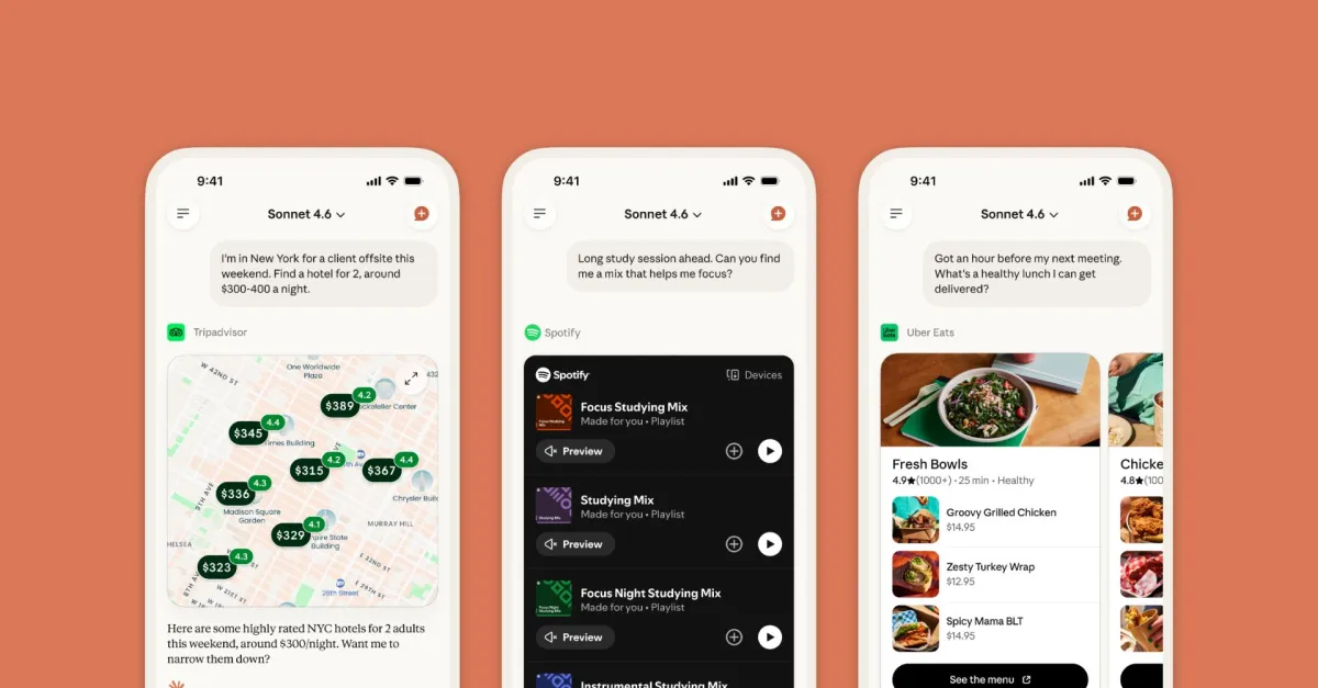 Claude si connette direttamente alle tue app personali come Spotify, Uber Eats e TurboTax!
