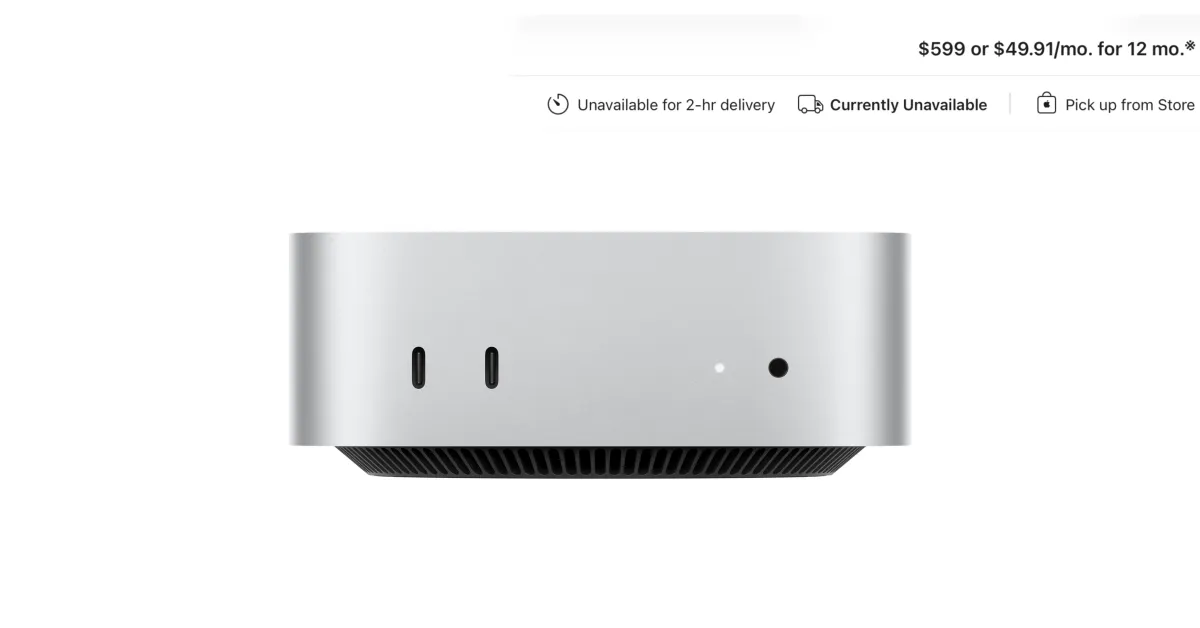 Il Mac mini base da 599 dollari è completamente esaurito!
