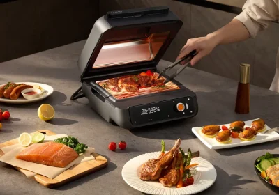 Il barbecue a infrarossi con AI per grigliate indoor senza fumi