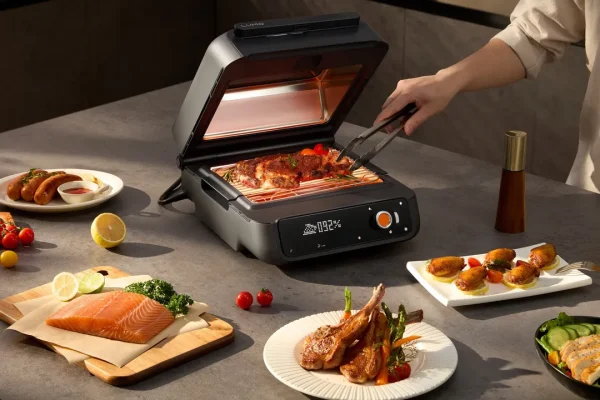 Il barbecue a infrarossi con AI per grigliate indoor senza fumi