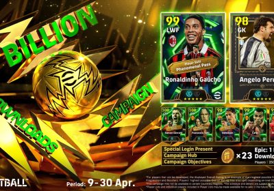 eFootball raggiunge il miliardo di download: Konami festeggia con Ronaldinho e il ritorno della Master League