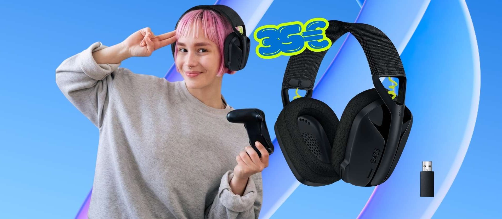 Cuffie da Gaming Logitech G G435 LIGHTSPEED: Comfort e Prestazioni a Solo 35€!