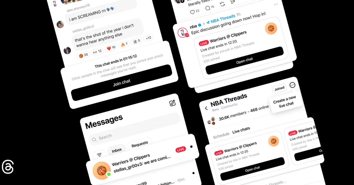 Gli utenti di Threads possono ora partecipare a chat di gruppo durante eventi live