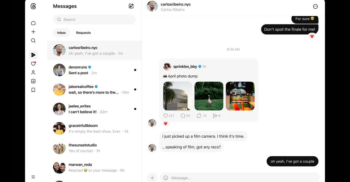 Threads: Finalmente le Messaggerie Dirette arrivano sul Web!