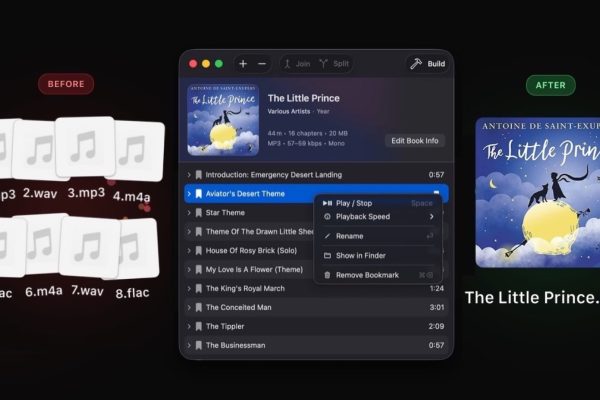 Trasforma MP3 e podcast in audiolibri su Mac con AudioBo