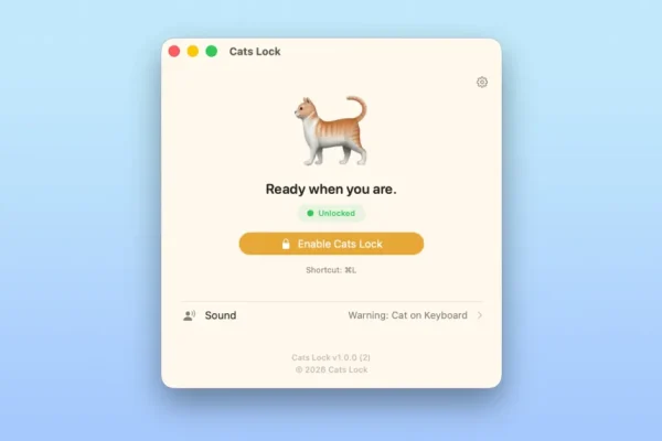 Indie App Spotlight: ‘Cats Lock’, l’app Mac divertente che frena il caos delle zampette sui tasti